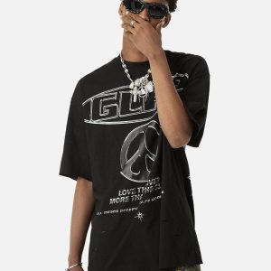 Concert Outfit High Street Letter Print Short-Sleeved T-Shirt