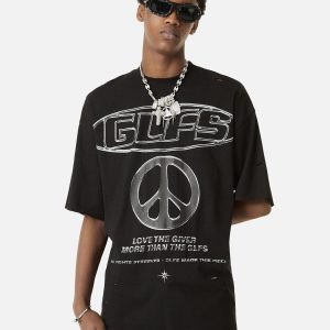 Concert Outfit High Street Letter Print Short-Sleeved T-Shirt