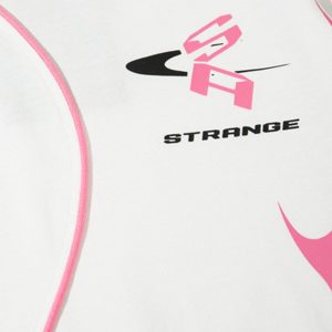 Concert Outfit High Street Motorcycle Print Asymmetric T-Shirt