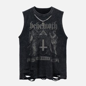 Concert Outfit High Street Ripped Retro Hip-Hop Vest