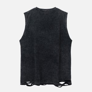 Concert Outfit High Street Ripped Retro Hip-Hop Vest