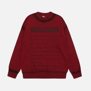 Concert Outfit High Street Spray Paint Letter Print Sweater
