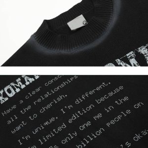 Concert Outfit High Street Spray Paint Letter Print Sweater