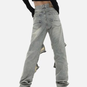 Concert Outfit High Street Washed And Torn Work Pockets Denim Pants