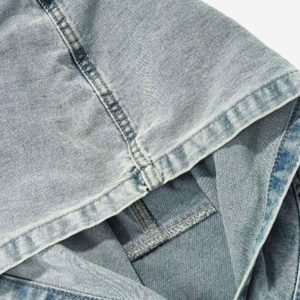 Concert Outfit High Street Washed And Worn Denim Hoodie