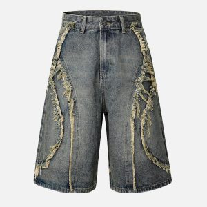 Concert Outfit High Street Washed Distressed Denim Shorts
