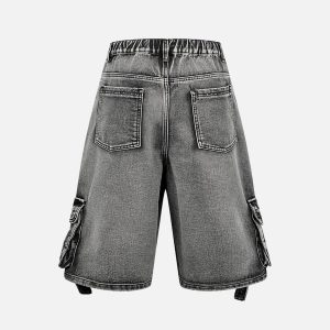 Concert Outfit High-Waisted Multi-Pocket Denim Cargo Shorts