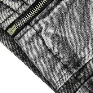 Concert Outfit Hip-Hop Distressed Washed Printed Denim Jacket