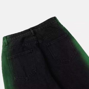 Concert Outfit Hip-Hop Green Hand-Painted Dirty Jeans