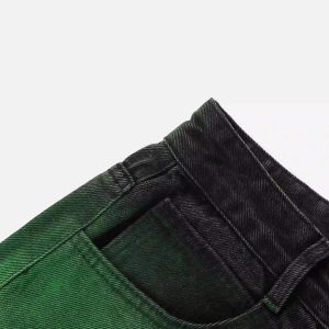 Concert Outfit Hip-Hop Green Hand-Painted Dirty Jeans