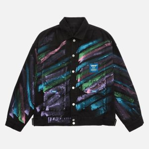 Concert Outfit Hip-Hop Hand-Painted Graffiti Denim Jacket