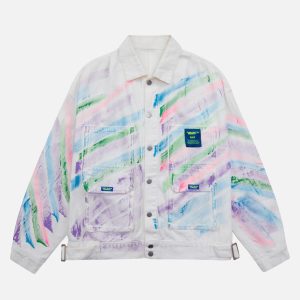 Concert Outfit Hip-Hop Hand-Painted Graffiti Denim Jacket