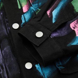 Concert Outfit Hip-Hop Hand-Painted Graffiti Denim Jacket