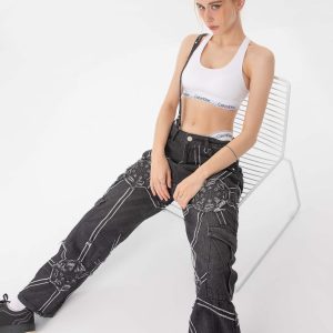 Concert Outfit Hip-Hop High Street Spider Web Jeans