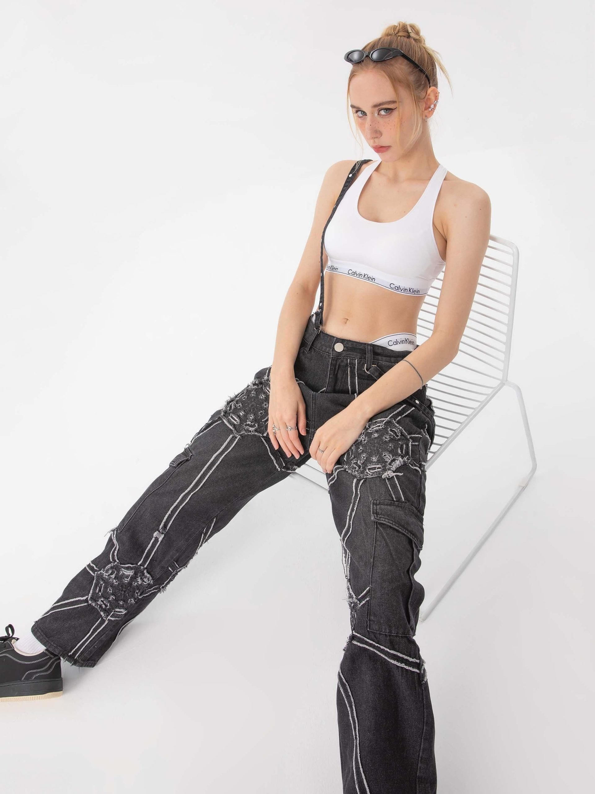 Concert Outfit Hip-Hop High Street Spider Web Jeans Concert Outfit Hip-Hop High Street Spider Web Jeans