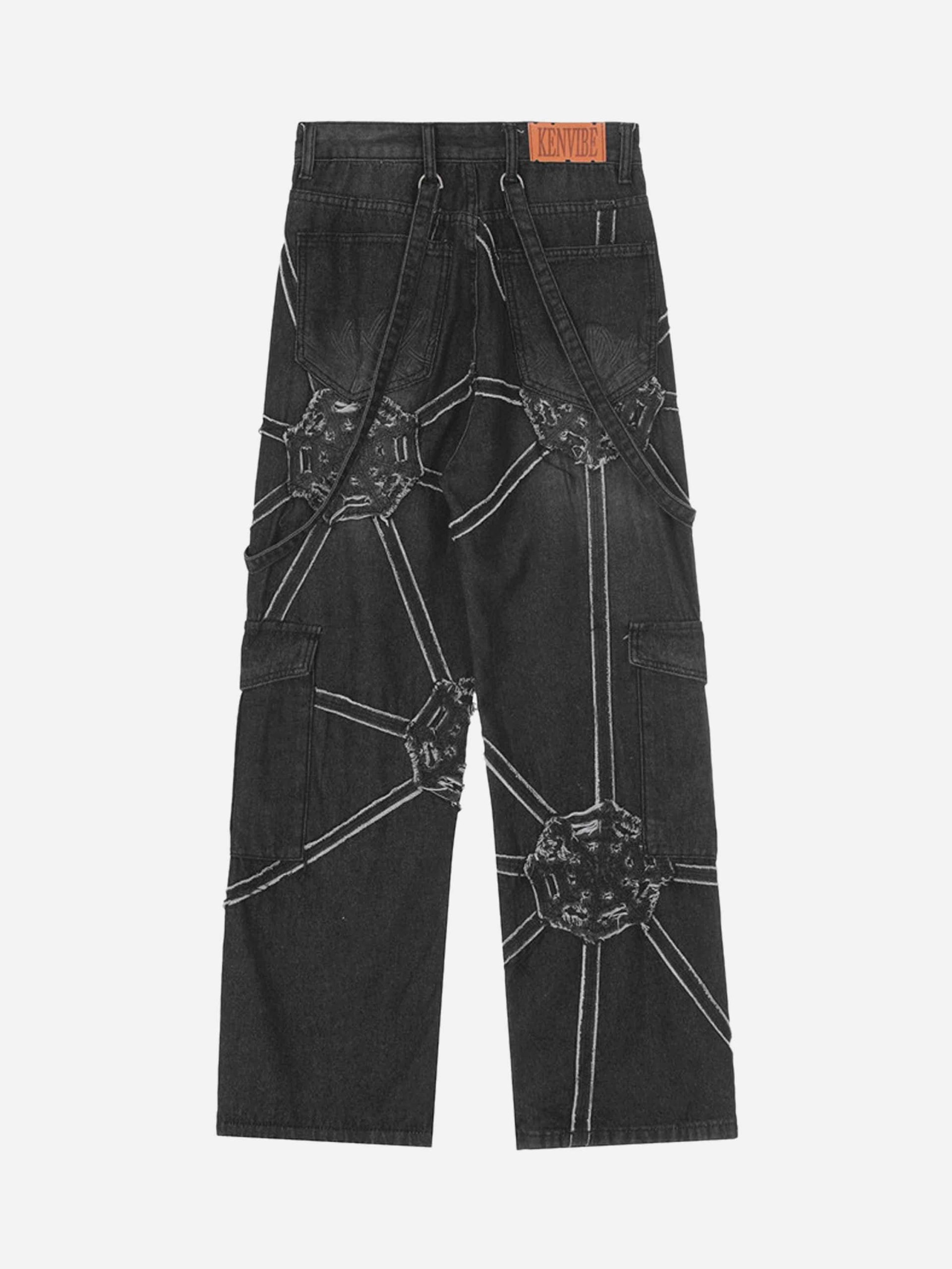 Concert Outfit Hip-Hop High Street Spider Web Jeans Concert Outfit Hip-Hop High Street Spider Web Jeans