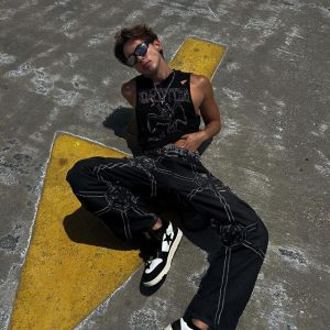 Concert Outfit Hip-Hop High Street Spider Web Jeans