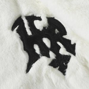 Concert Outfit Hip-Hop Letter Stand Collar Fur Jacket