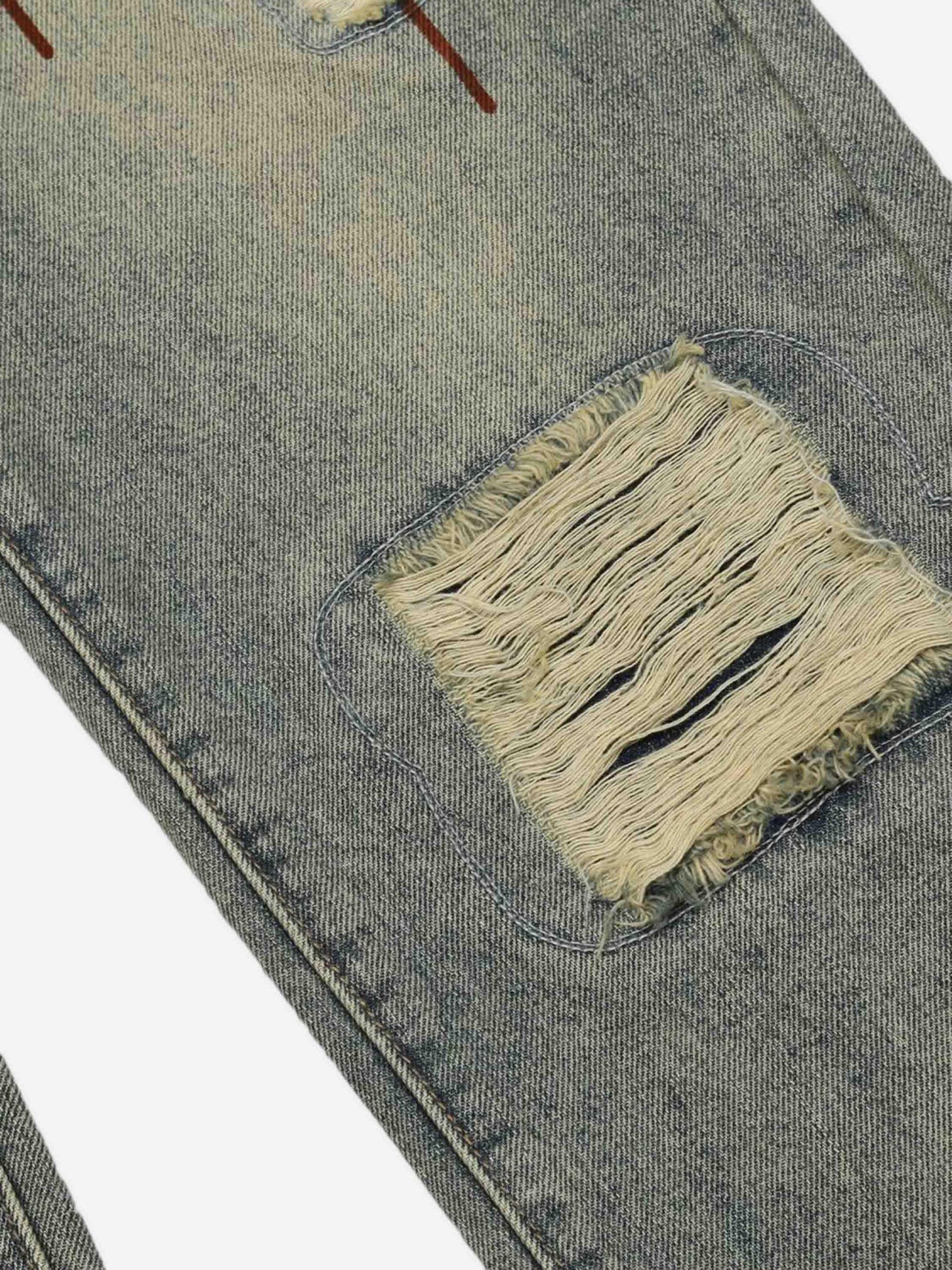 Concert Outfit Hip Hop Retro Patch Denim Jeans Concert Outfit Hip Hop Retro Patch Denim Jeans