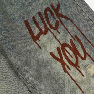 Concert Outfit Hip Hop Retro Patch Denim Jeans