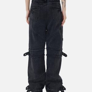 Concert Outfit Hip-Hop Retro Wash Denim Straight-Leg Pants