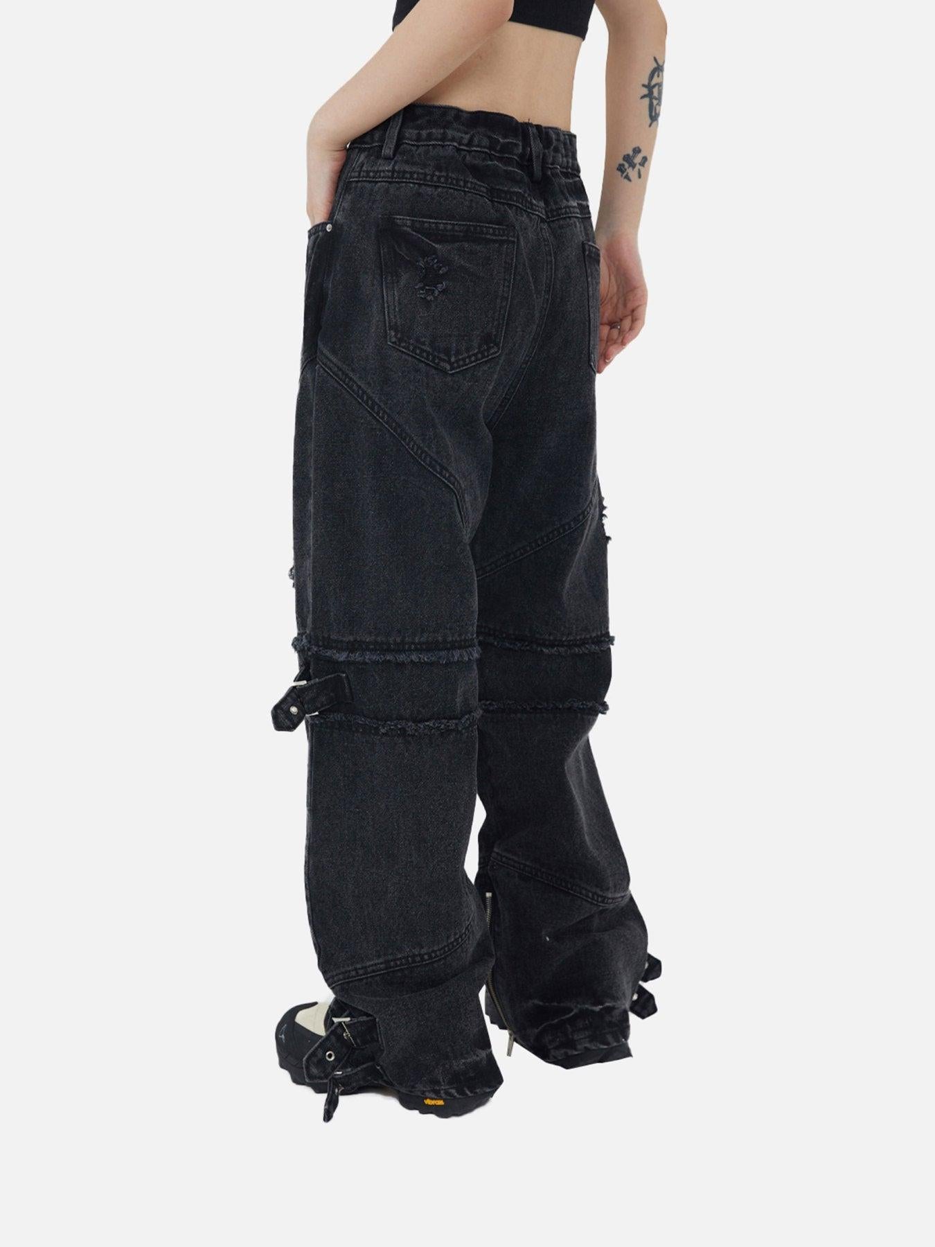 Concert Outfit Hip-Hop Retro Wash Denim Straight-Leg Pants Concert Outfit Hip-Hop Retro Wash Denim Straight-Leg Pants
