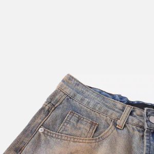 Concert Outfit Hip-Hop Ripped Mud-Dyed Jeans