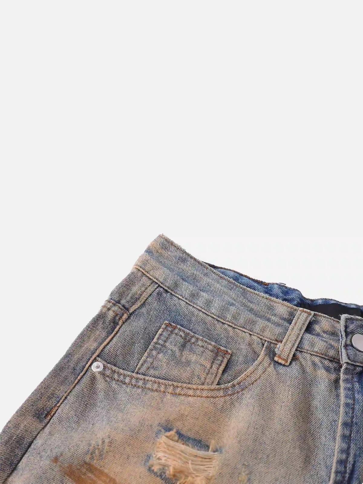 Concert Outfit Hip-Hop Ripped Mud-Dyed Jeans Concert Outfit Hip-Hop Ripped Mud-Dyed Jeans