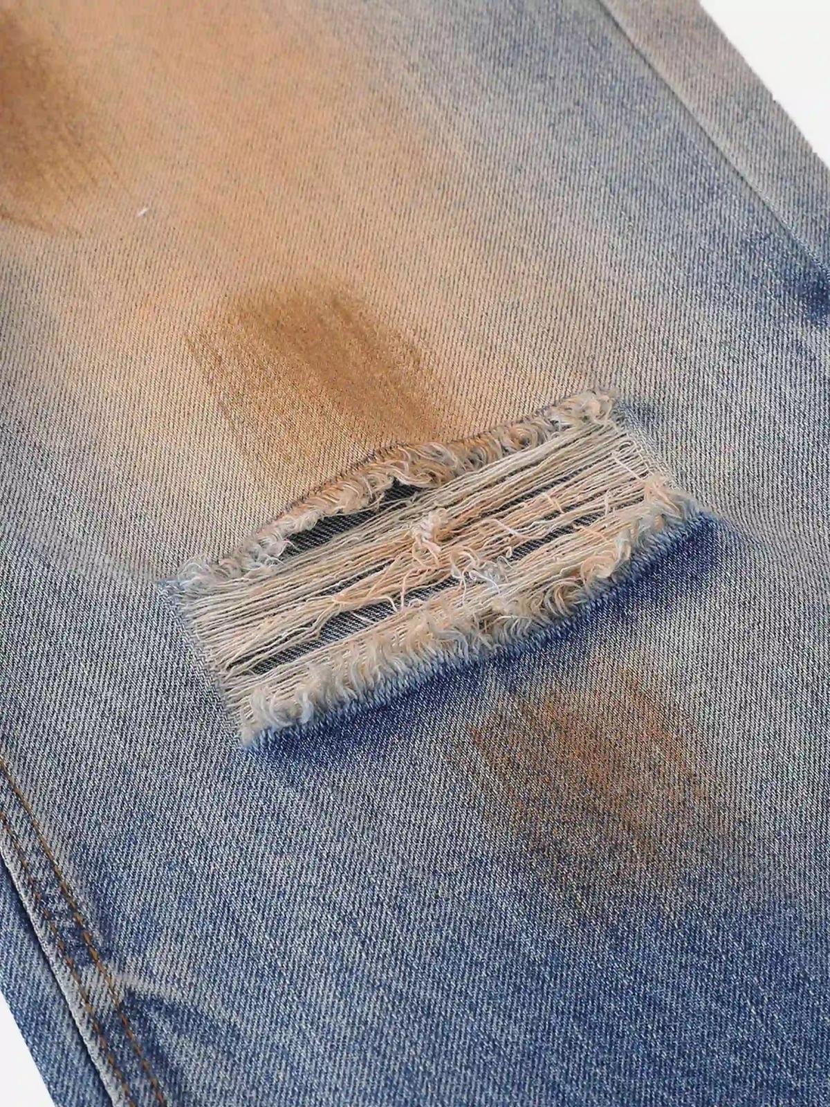 Concert Outfit Hip-Hop Ripped Mud-Dyed Jeans Concert Outfit Hip-Hop Ripped Mud-Dyed Jeans