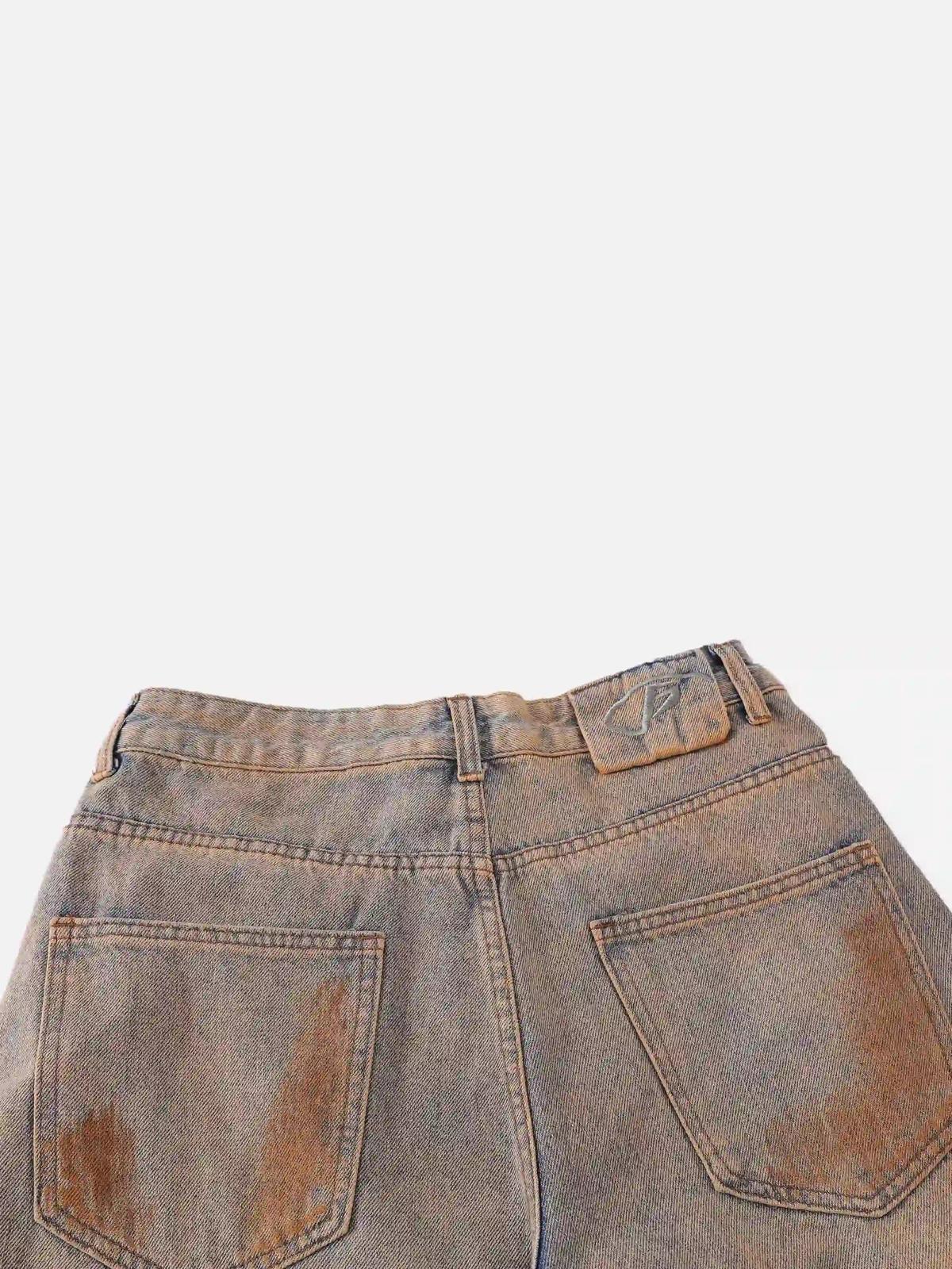 Concert Outfit Hip-Hop Ripped Mud-Dyed Jeans Concert Outfit Hip-Hop Ripped Mud-Dyed Jeans