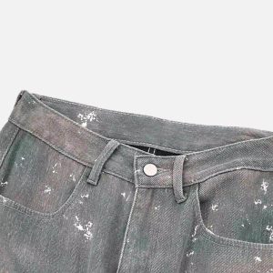 Concert Outfit Hip-Hop Style Ink-Splashed Camouflage Y2K Jeans