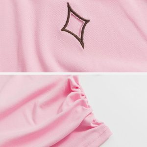 Concert Outfit Hollow Embroidery Pleating Tee