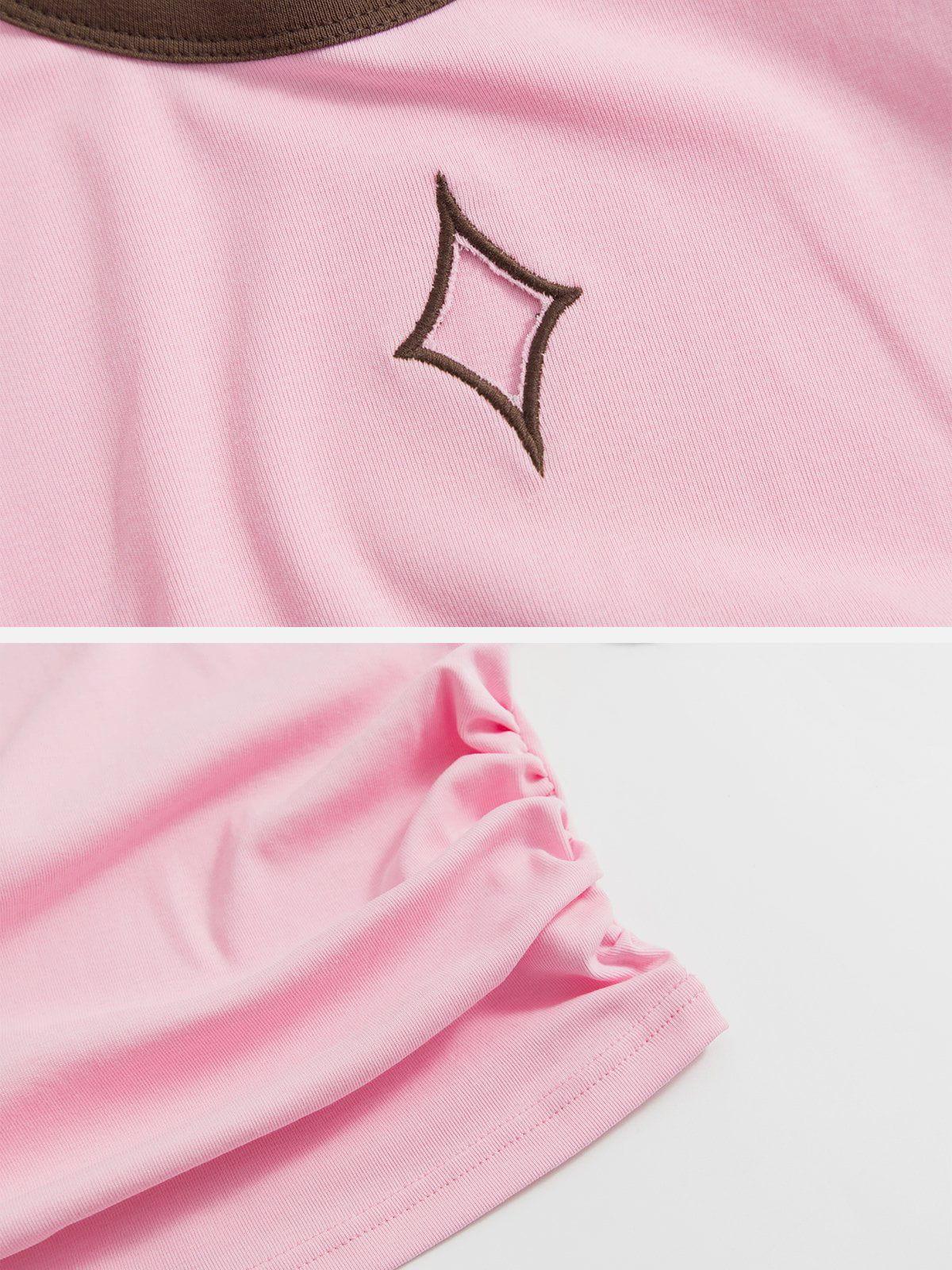 Concert Outfit Hollow Embroidery Pleating Tee Concert Outfit Hollow Embroidery Pleating Tee