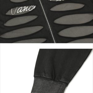 Concert Outfit Hollow Hole Zipper Hoodie