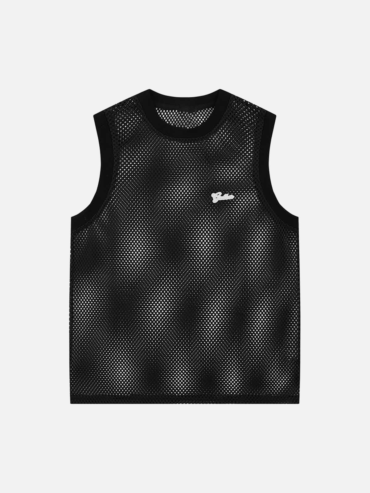 Concert Outfit Hollow Sports Mesh Embroidered Letters Vest Concert Outfit Hollow Sports Mesh Embroidered Letters Vest