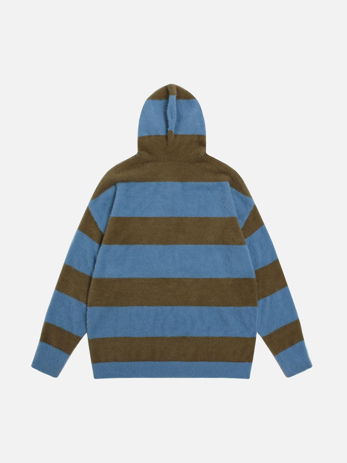 Concert Outfit Hooded Striped Knit Sweater Concert Outfit Hooded Striped Knit Sweater