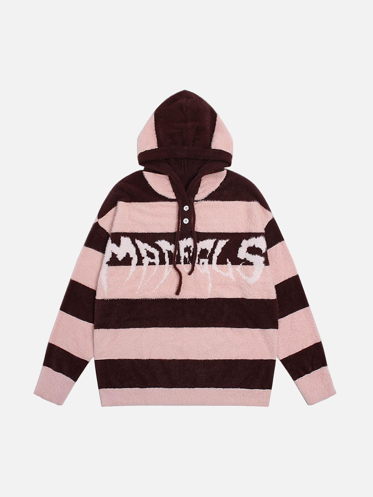 Concert Outfit Hooded Striped Knit Sweater Concert Outfit Hooded Striped Knit Sweater