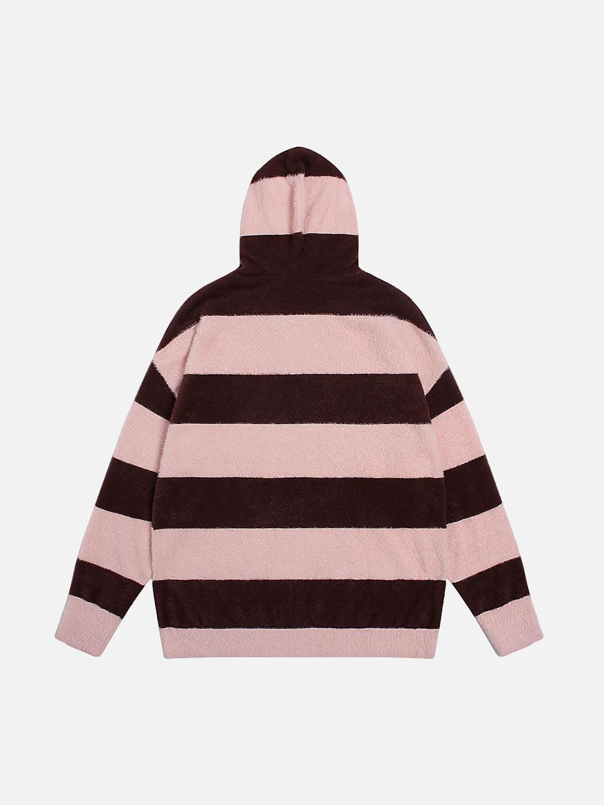 Concert Outfit Hooded Striped Knit Sweater Concert Outfit Hooded Striped Knit Sweater