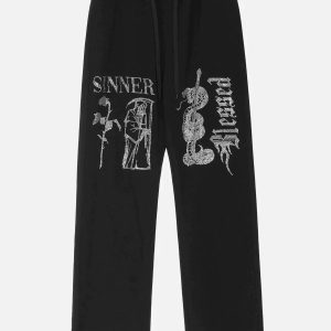 Concert Outfit Hot Diamond Craft Design Print Pants