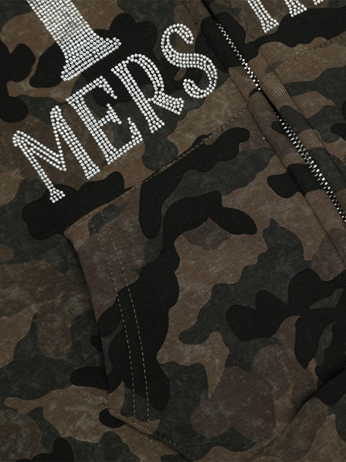 Concert Outfit Hotfix Rhinestones Camouflage Fur Hooded Fleece Jacket Concert Outfit Hotfix Rhinestones Camouflage Fur Hooded Fleece Jacket