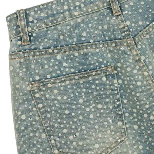 Concert Outfit Ink Splashed Hotfix Rhinestone Baggy Jeans