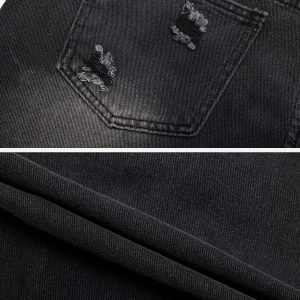 Concert Outfit Irregular Patch Ripped Jeans