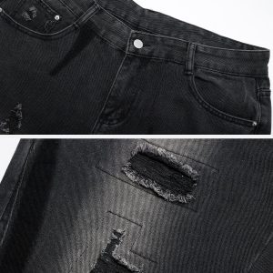 Concert Outfit Irregular Patch Ripped Jeans