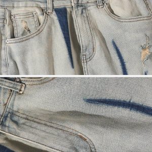 Concert Outfit Irregular Patch Ripped Jeans