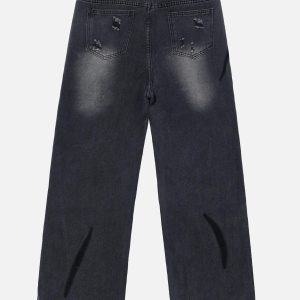 Concert Outfit Irregular Patch Ripped Jeans