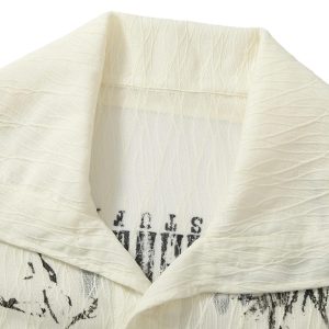 Concert Outfit Irregular Pleated Print Shirt