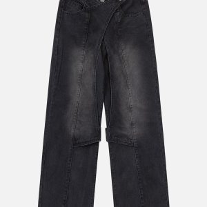 Concert Outfit Irregular Waist Wide Leg Jeans