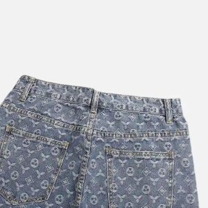 Concert Outfit Jacquard Baggy Denim Jeans