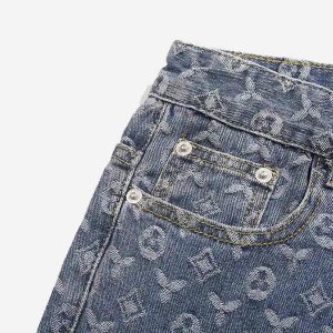 Concert Outfit Jacquard Baggy Denim Jeans