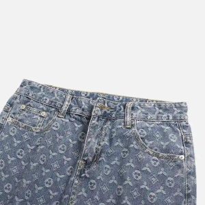 Concert Outfit Jacquard Baggy Denim Jeans